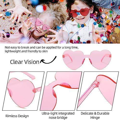 12 20 24 Pairs Heart Shaped Rimless Sunglasses for Women Men