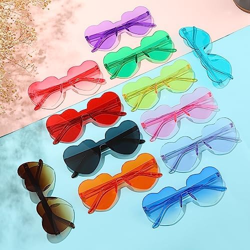 12 20 24 Pairs Heart Shaped Rimless Sunglasses for Women Men