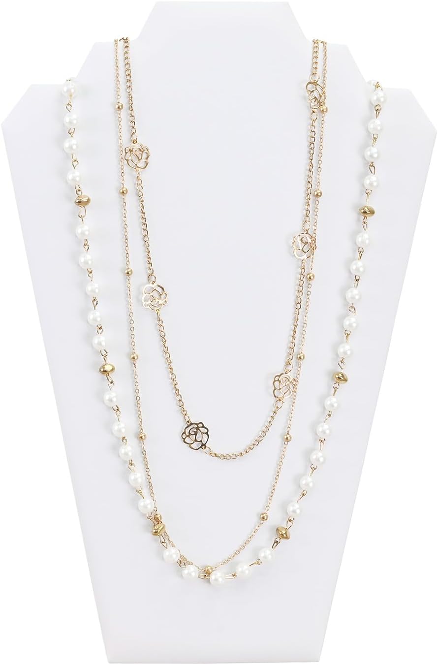 MOOCA 6 Piece White Faux Leather Easel Necklace Display
