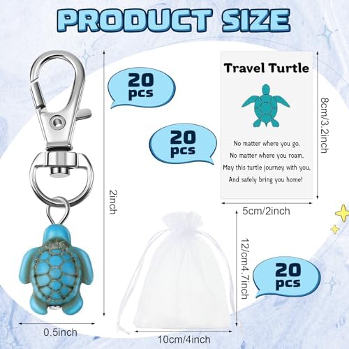 Travel Turtle Keychain Set for Gifts and Good Luck