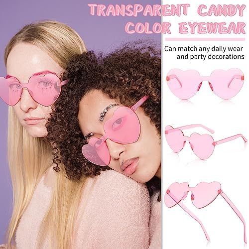 12 20 24 Pairs Heart Shaped Rimless Sunglasses for Women Men