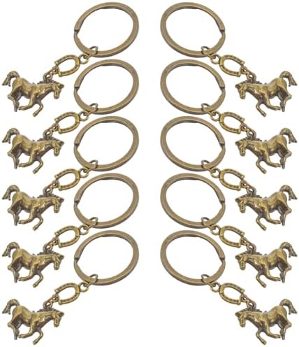 TIKTOLA 20pcs Horse Year Keychain Metal Keyring with Horseshoe Design