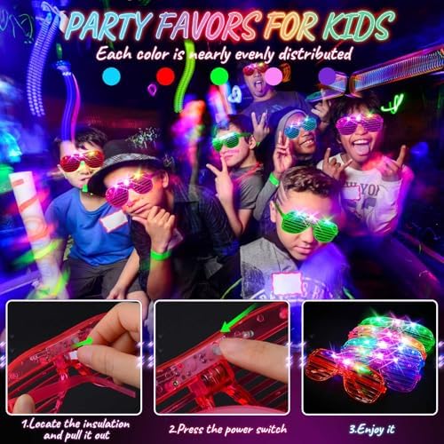 HONLYNE 105 PCS LED Glasses Neon Party