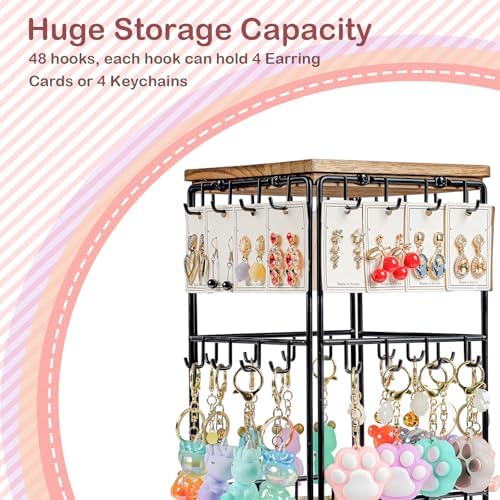 360 Rotating Earring Display Stand with 48 Hooks