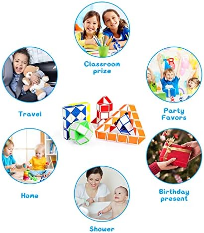 Ganowo 18 Pack Fidget Snake Cube Puzzle Toys for Kids Teens