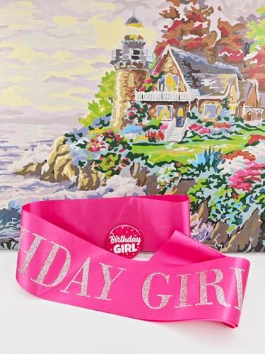Birthday Sash Badge for Girls Silver Glitter Letter Tinplate Pin
