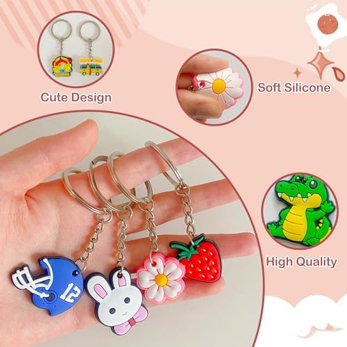 Jongdari 20pcs Cute Kids Keychains with Cartoon Designs