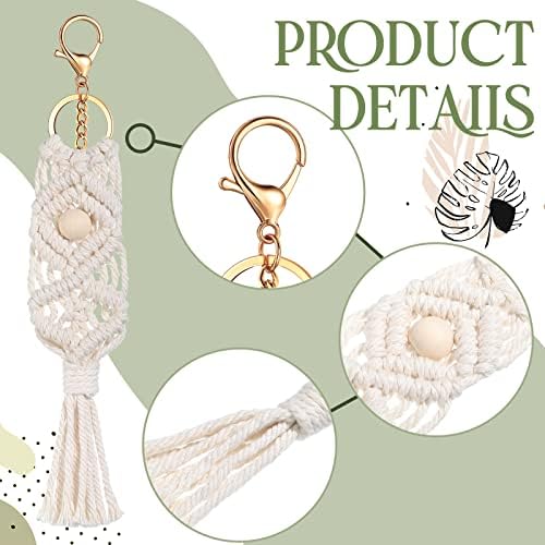 Nosiny 24 Piece Boho Macrame Keychain Set Beige
