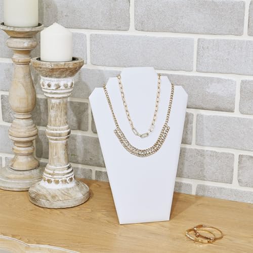 MOOCA 6 Piece White Faux Leather Easel Necklace Display