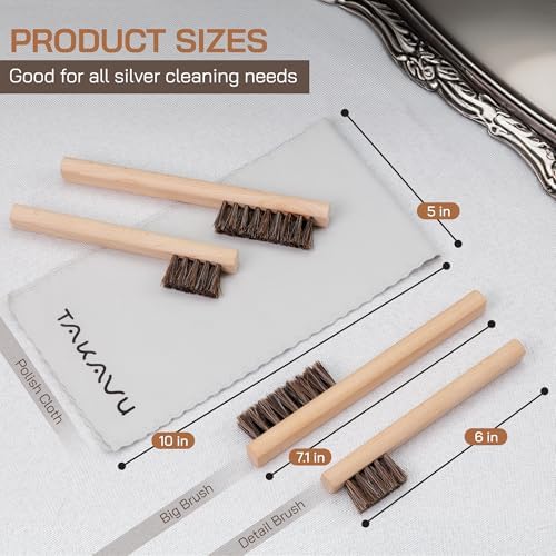 TAKAVU Horsehair Detail Brush Set for Silverware and Jewelry