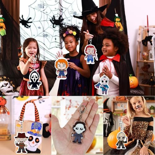 TeePolly 10 Pack Horror Keychains Halloween Decorations
