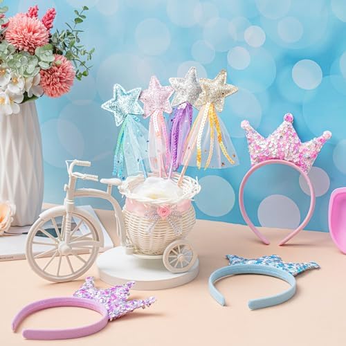 24 Pcs Princess Wands and Crown Headbands for Girls Birthday Party Gifts