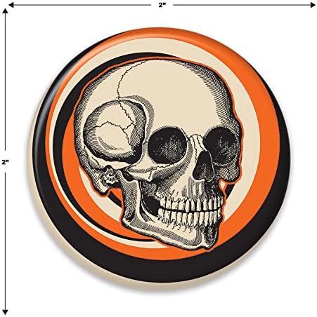 Beistle 6 Piece Vintage Halloween Skull Buttons