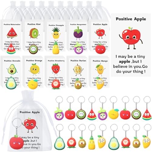 Quelay Inspirational Fruit Keychain Set Bulk Gift