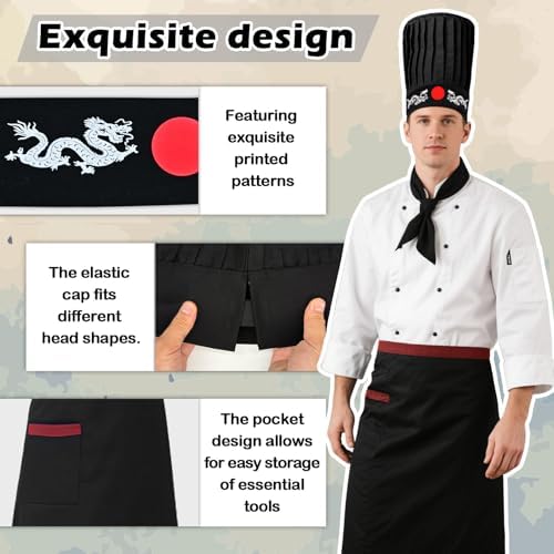 Hibachi Chef Costume Set 4PC - Hat Apron Headband Tie