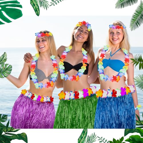 Zeyoy Hawaiian Luau Hula Skirts Party Set
