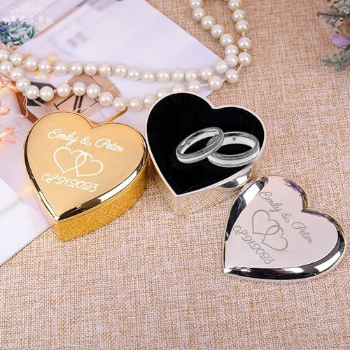 Personalized Heart Shaped Ring Box with Name and Date