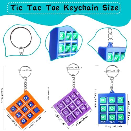 24 Pack Mini Tic Tac Toe Keychain Multicolors