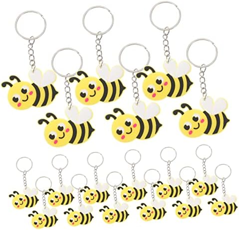 24 Pcs Cute Bee Keychains for Bags and Decor