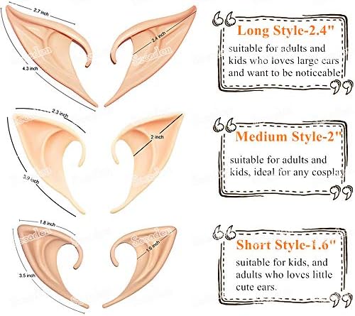 Secaden Soft Elf Ears Costume Accessories for Cosplay Anime Party