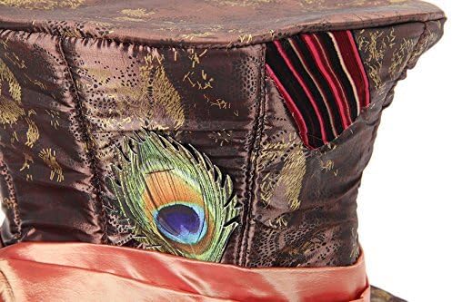 Disney Mad Hatter Top Hat with Peacock Feather and Satin Scarf
