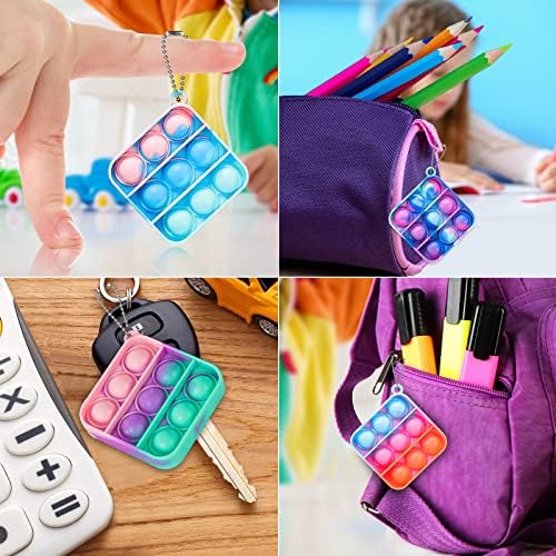Genuvi Pop Fidget Toys 30 Pack Mini Keychain Fidget Toy for Kids