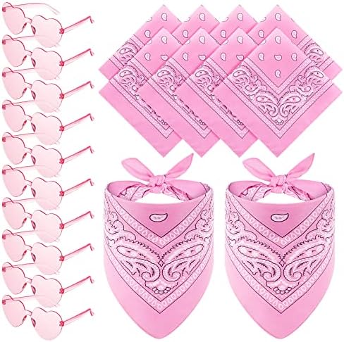 12 Piece Paisley Bandanas and Heart Sunglasses Set
