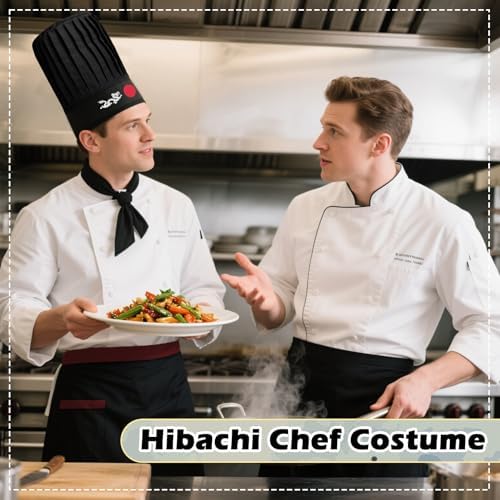 Hibachi Chef Costume Set 4PC - Hat Apron Headband Tie