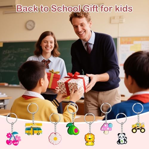 Jongdari 20pcs Cute Kids Keychains with Cartoon Designs