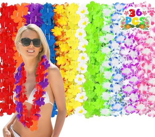 Arrowom Luau Party Decorations 36PCS Hawaiian Lei Set