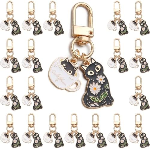 PHAETON 20PCS Cute Cat Keychain with Hook