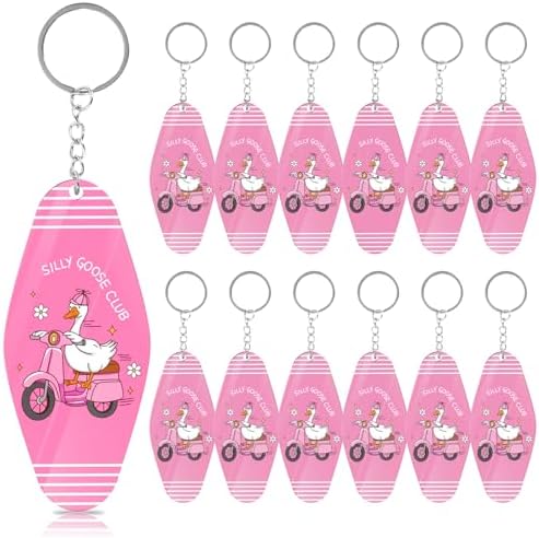 20Pcs Silly Goose Keychain Pink Cute Funny Key Rings Novelty Gifts