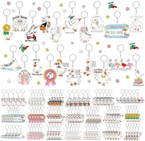 100 Pcs Silly Goose Keychains Bulk Pack