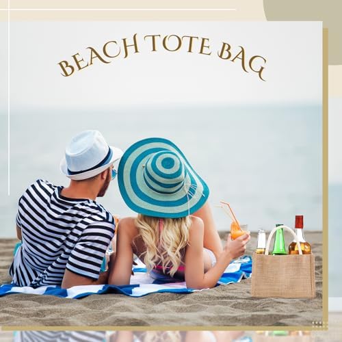 Cunno 12 Pcs Mini Jute Tote Bags Waterproof with Handles
