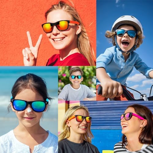 Yadiya Kids Sunglasses - 12PCS Bulk Retro Neon Party Favors