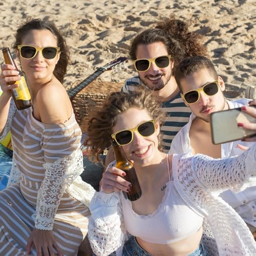 6 Pack Retro Gold Sunglasses for Men Women Party Supplies