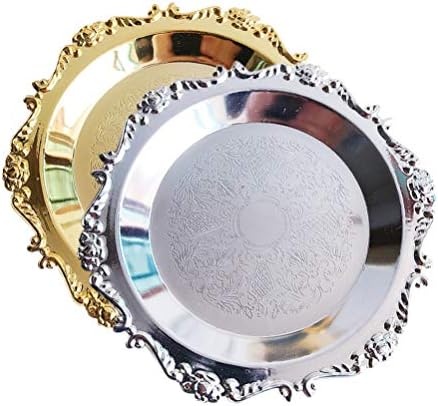 EXCEART Vintage Round Iron Trinket Tray