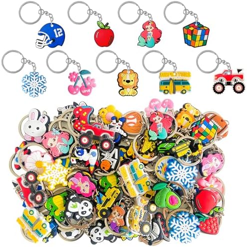Jongdari 20pcs Cute Kids Keychains with Cartoon Designs