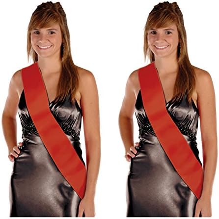 Beistle Red Satin Sashes 2 Count Customizable