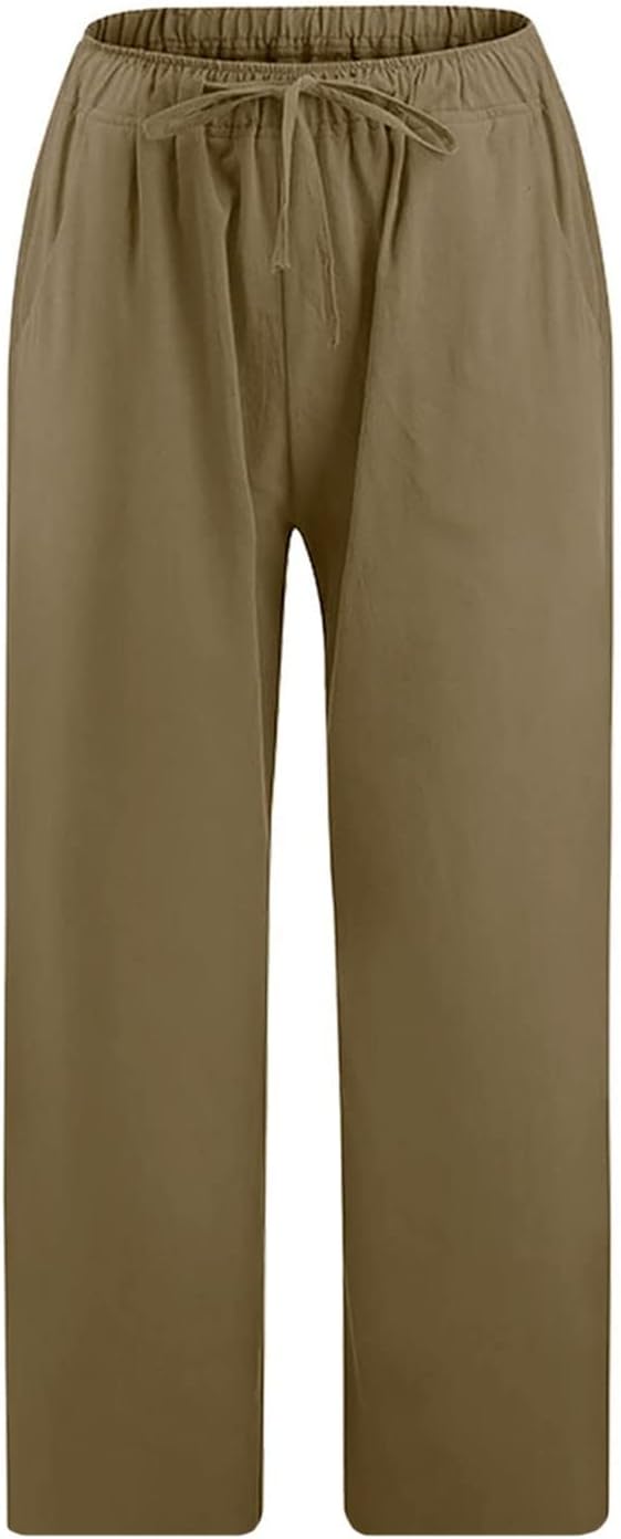 Women Linen Summer Breathable Straight Leg Sweatpants