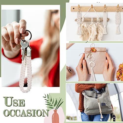 Nosiny 24 Piece Boho Macrame Keychain Set Beige