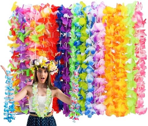 24pcs Hawaiian Leis for Luau Party Decorations