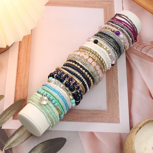 LOYALLOOK 6 Piece Bohemian Stackable Bead Bracelet Set
