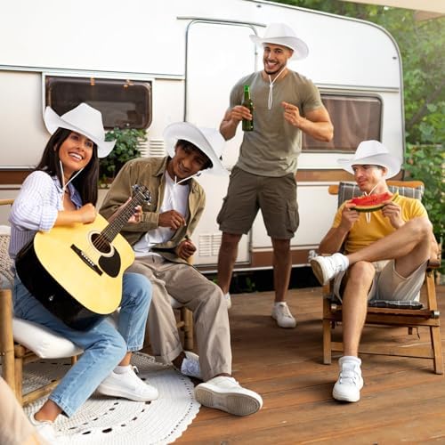 Dicunoy Pack of 4 White Cowboy Hats for Men Women Teens