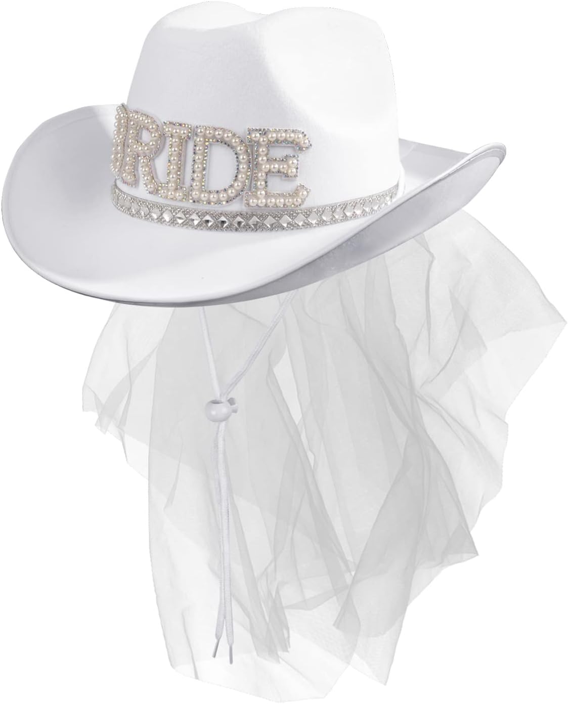 MGupzao Bridal Cowboy Hat with Veil