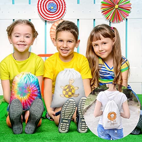 Saintrygo 24 Pcs Cotton Drawstring Tote Bags for Tie Dye