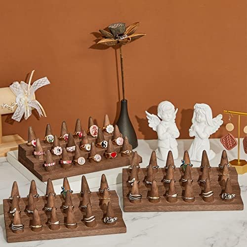 Juexica 4 Pc Wood Ring Display Stand Set