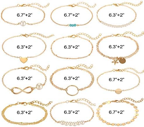 Softones 12pc Simple Silver Gold Bracelet Set Adjustable