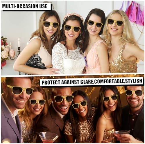 6 Pack Retro Gold Sunglasses for Men Women Party Supplies