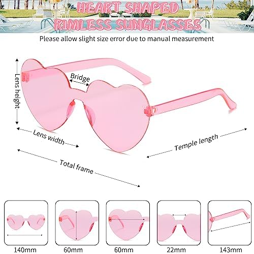 12 20 24 Pairs Heart Shaped Rimless Sunglasses for Women Men